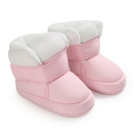 

Newborn Baby Boys Girls Warm Fleece Cozy Boots Non-Slip Sole for Toddler First Walkers Winter Socks Crib Shoes 0-18M