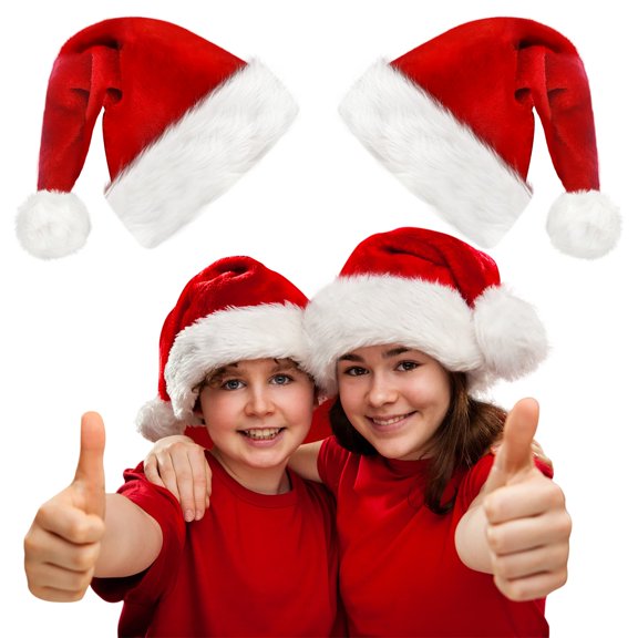 Gorro de Papá Noel Kortes Plush Kids, 2 unidades, tela clásica de terciopelo