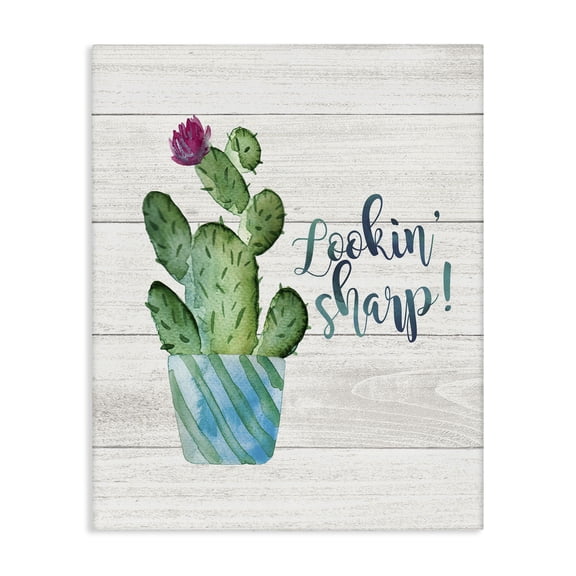 Stupell Industries Southwestern Looking Sharp Cactus Succulent Watercolor Canvas Art, 16 x 20, by Jo Moulton