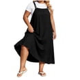 thumbnail image 2 of Smsaxvxz Summer Plus Size Dresses for Women 2026 Casual Solid Square Neck Wide Shoulder Strap Loose A Line Midi Sundress Black 2XL, 2 of 9