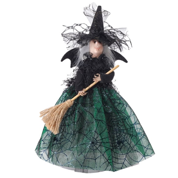 Velo de Halloween de bruja con falda de tela de araña, muñeca, adorno de escritorio para Halloween, decoración de fiesta, accesorios de Casa Encantada