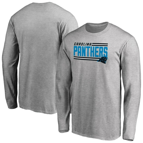 Men's Ash Carolina Panthers Iconic Collection On Side Stripe Long Sleeve T-Shirt