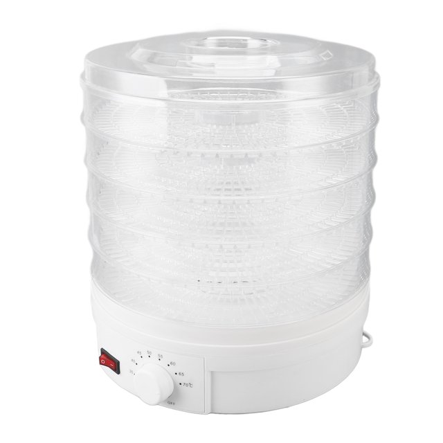 Mácina de Deshidratador de Alimentos, Control de la Perilla 350W Silencio de Gran Capacidad Eléctrica Secadora 5 BANDEJAS PARA EL HOGAR