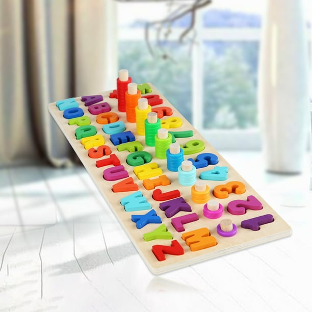 1Set Wooden Toy Number Counting Alphabet Early Educational Toys 