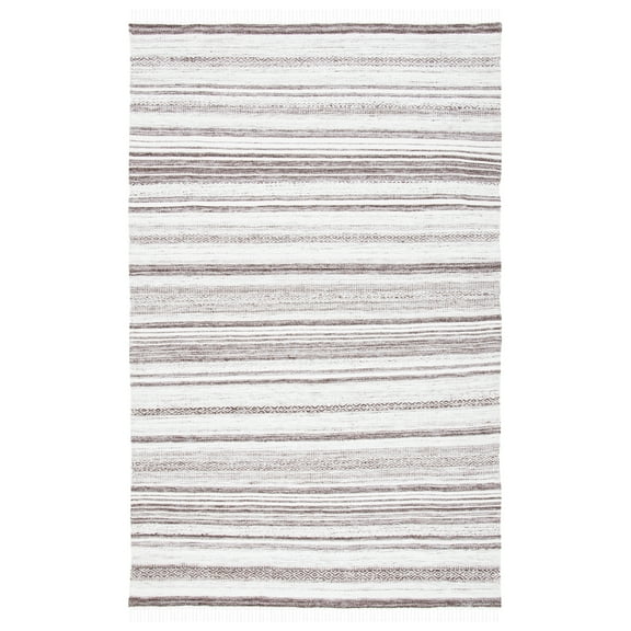 SAFAVIEH Striped Kilim Kandace Striped Polyester Area Rug, Brown/Ivory, 8' x 10'