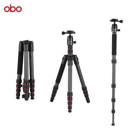 OBO TS360C Foldable Portable Carbon Fiber Camera Tripod Travel Tripod Monopod with B262 Panoramic Ball Head 5 Sections Max Working Height 150cm for Canon Nikon Sony DSLR ILDC Cameras Max Load