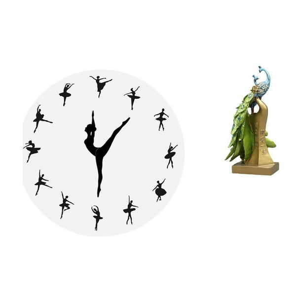 Reloj de pared,Reloj de pared con bailarina,reloj decorativo colgante.,Figura de escritorio,Estante de estatua de pavo real para escritorio,decoración del hogar,Figura decorativa creativa para