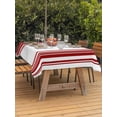 thumbnail image 2 of Outdoor Tablecloth with Umbrella Hole & Zipper, Red Striped Rectangle Tablecloth 60x84 Inch, Modern Farmhouse Stripes Patio Table Cover Waterproof Table Cloth for Picnic/Party, 2 of 7