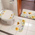 thumbnail image 5 of Spring Vintage Sunflower Bathroom Rugs Set Country Pastoral Yellow Floral Leaf Linen Non Slip Absorbent Soft Bath Mats 3 Piece Set with Bathroom Rug, U-Shaped Floor Mat, Toilet Seat Cover Small Size, 5 of 9