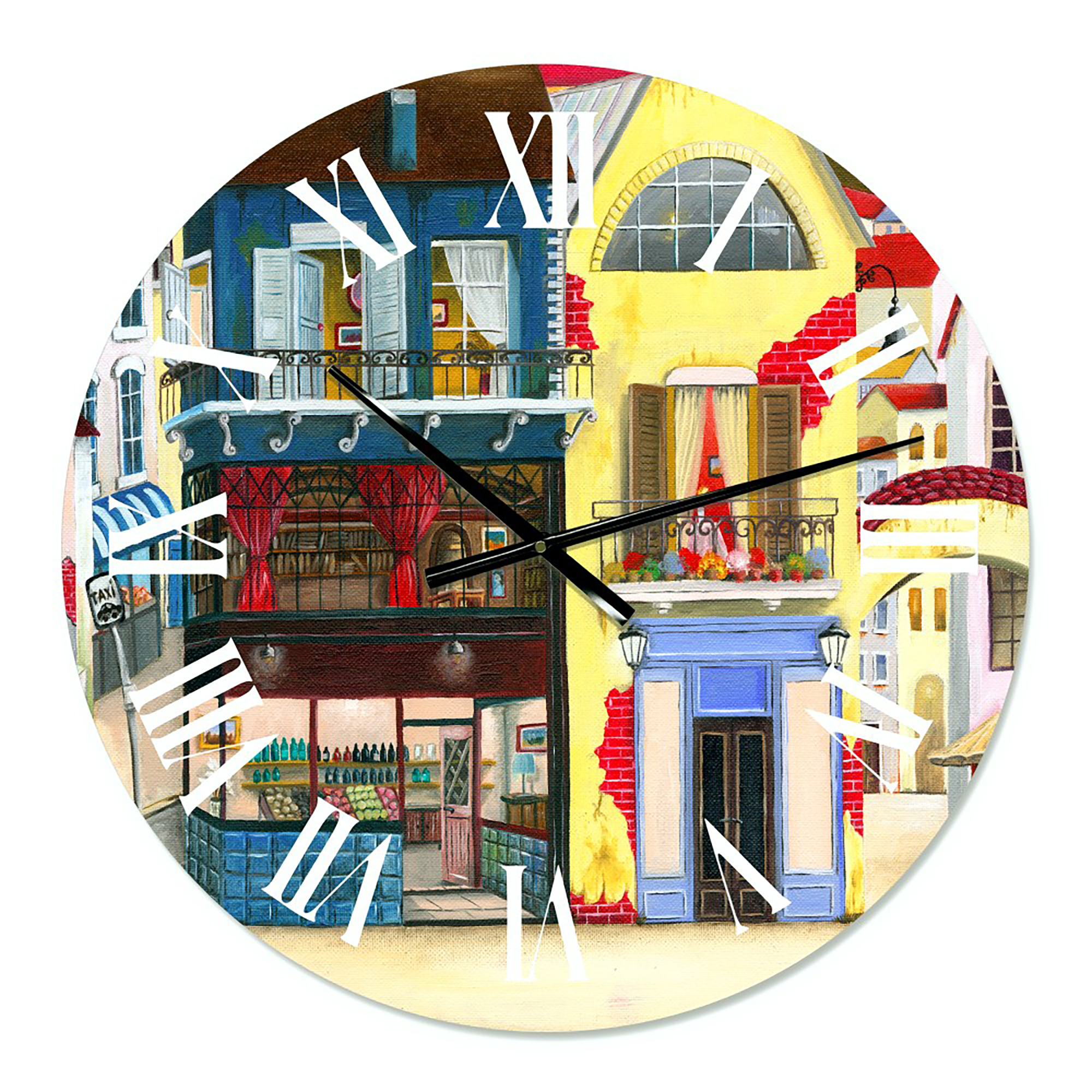 Designart 'The Facade Of The Buildings In A Cozy Streets' French Country Wall Clock