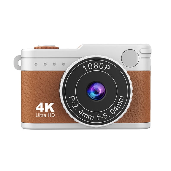 HOMEIORA Mini Digital Camera, 1080P UHD Recording with 0.96" IPS Screen, Built-in Memory Up to 100 Photos, USB-C Rechargeable, Micro SD Slot, Brown (1pc)