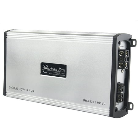 American Bass Mono Class D Car Amplifier 2500 Watts Max Monoblock PH-2500.1-MD-V2 Digital Power