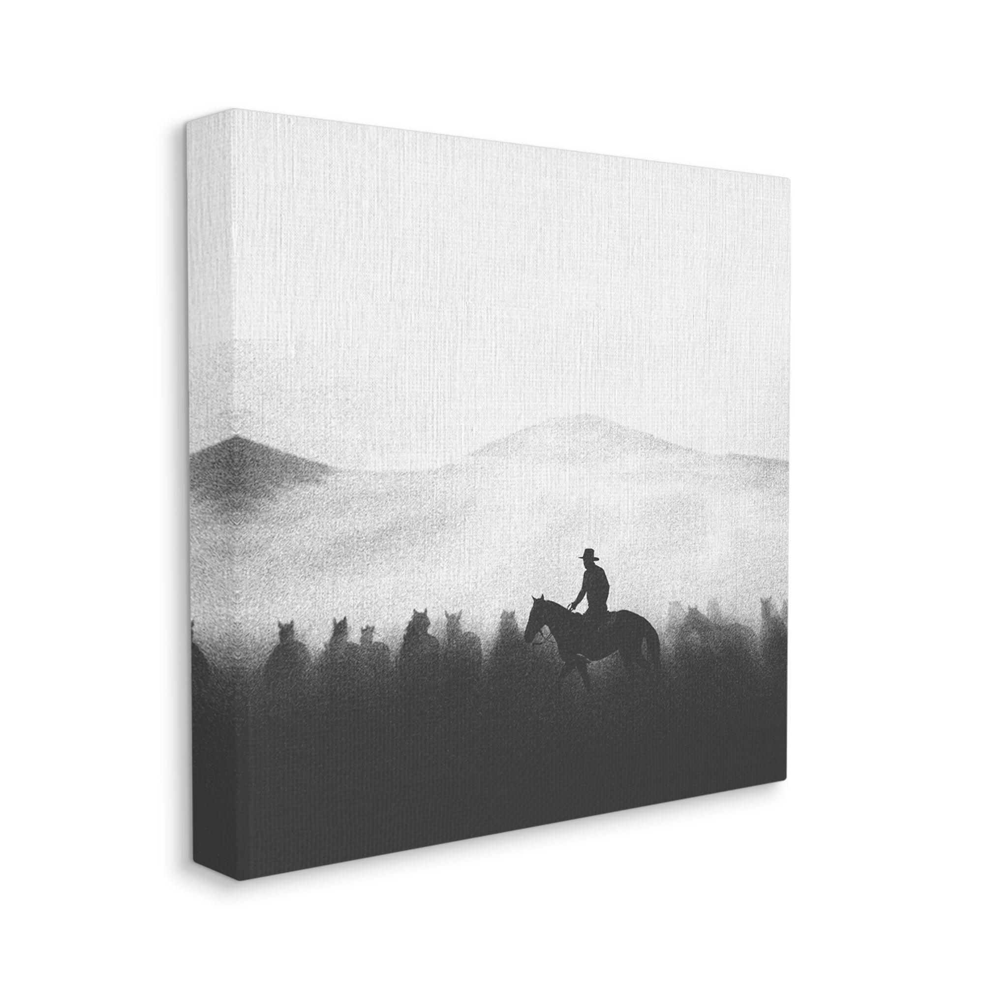 Stupell Industries Cowboy on Horseback Silhouette Animals & Insects Painting Gallery Wrapped Canvas Art Print Wall Art, 36 x 36