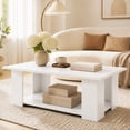 thumbnail image 6 of Costway Coffee Table 2-Tier Modern Center Cocktail Table W/Storage Shelf for Living Room White, 6 of 11