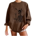thumbnail image 1 of Sudadera extragrande de lana de manga larga con cuello redondo y estampado de calavera para mujer Pompotops gfhjh16790, 1 of 5