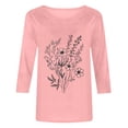 thumbnail image 4 of Viluyesy Round Neck T-Shirt for Womens 3/4 Sleeves Shirt Tops Fashionable Loose Blouse Pink Size M, 4 of 4