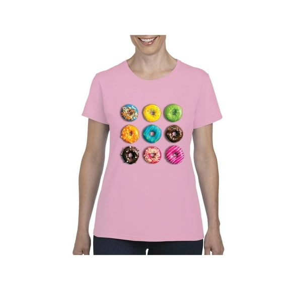 Women's T-Shirt Short Sleeve - Love Food Donuts Doughnuts