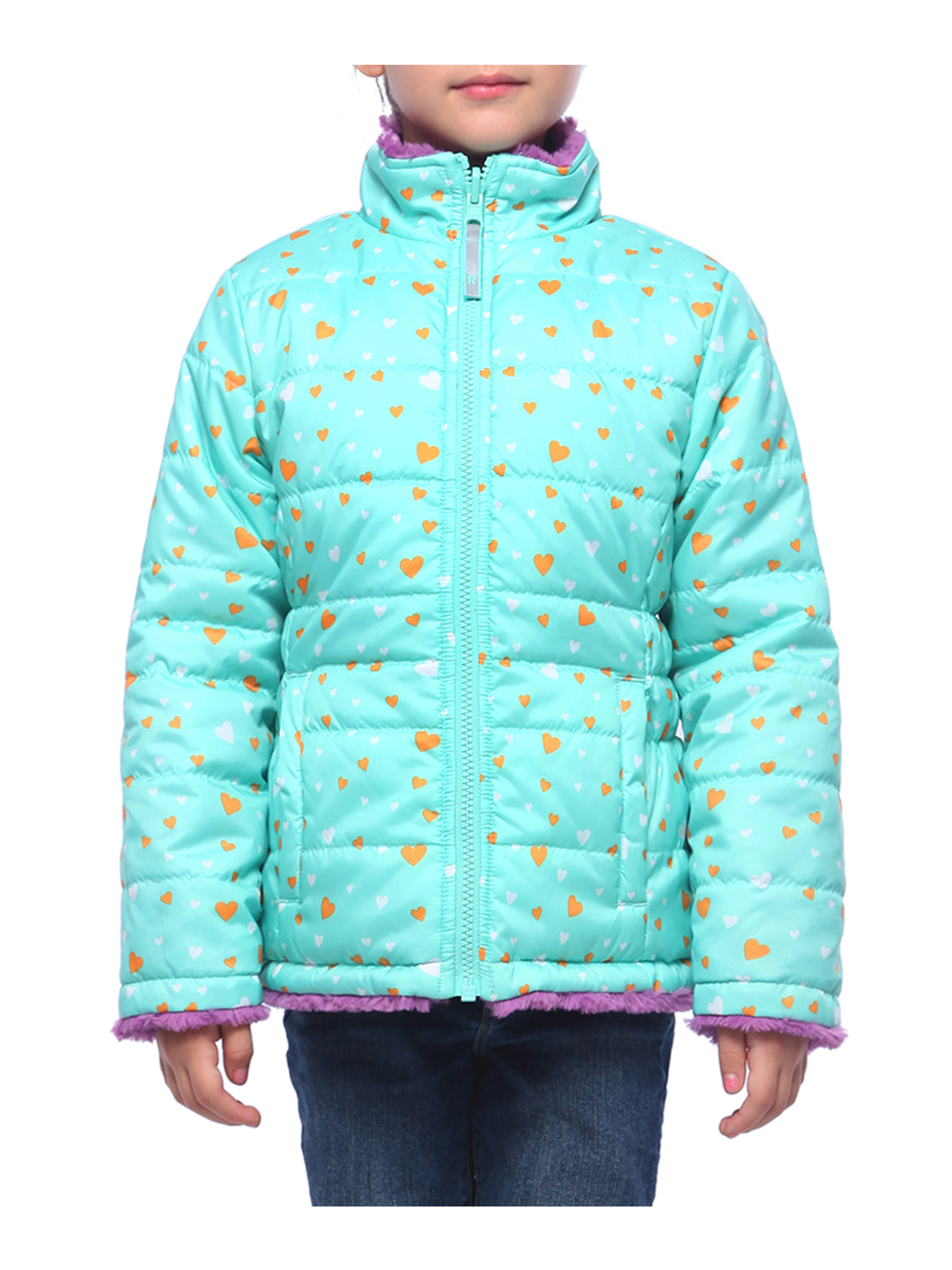 Rokka&Rolla Girls' Reversible Sherpa Fleece Jacket Puffer Coat, Sizes 4-18 - image 4 of 9