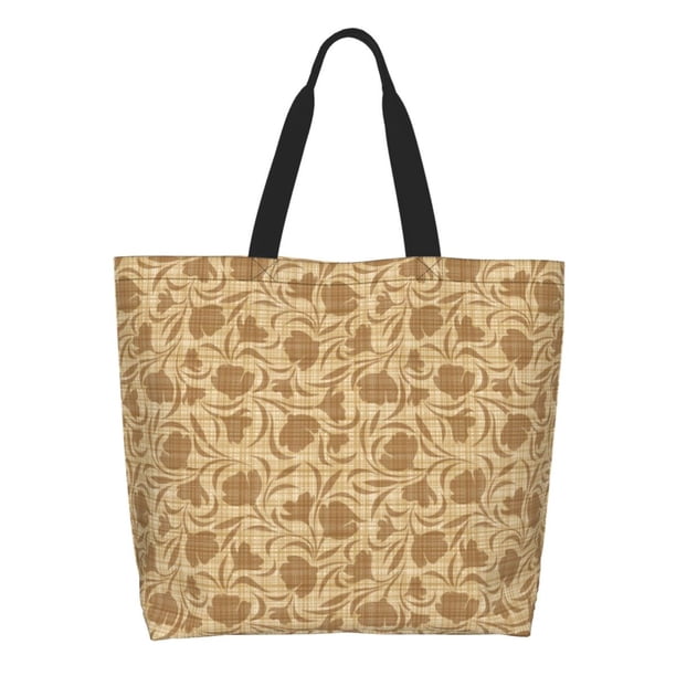 Easygdp Brown Flowers Bolsas Tote para Mujer, Bolsos de Hombro para Viaje, Bolsos de Mano de Gran Capacidad para Compras y Trabajo
