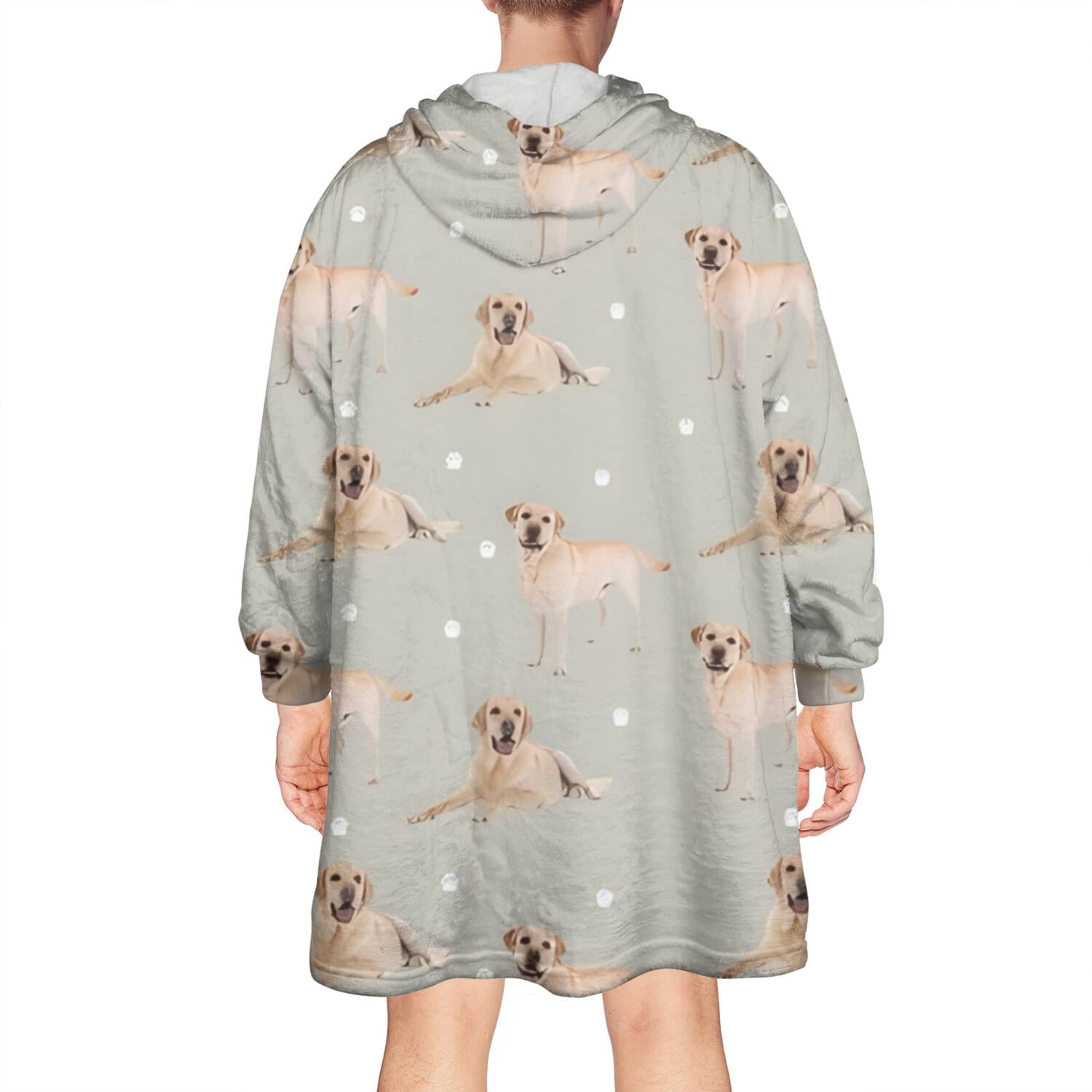 Labrador Dog Wearable Oversized Blanket,Wearable Blanket Hoodie for Adults,Cozy Hooded Blankets with Super Pockets,Super Warm Fuzzy Pullover for Women & Men