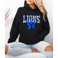 thumbnail image 2 of Lions Blue Floral Coquette Bow Hoodie for Women & Teens Trendy School Spirit Game Day Sweatshirt Black Hoodie Medium, 2 of 8