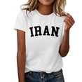 thumbnail image 2 of Camiseta de Manga Corta Impresa de Cuello Alto para las Mujeres, Tops de Cuello Redondo para las Mujeres Mezcla de Poliéster de Spandex de Uso Diario Casual, 2 of 5