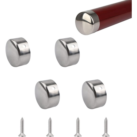 Handrail End Cap, 4PCS 201 Stainless Steel Round Handrail End Caps Staircase Steps Hand Rail End Cover Handrail Fittings for 45mm Handrail
