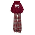 thumbnail image 5 of Ulitacool Outfits Girls Long Sleeve Winter Tracksuit Set Red Hoodie With Plaid Wide Leg Pants Thickened Warm Outfit For Teen Girls Sweet Soft Daily Wear Red1 10 Years, 5 of 5
