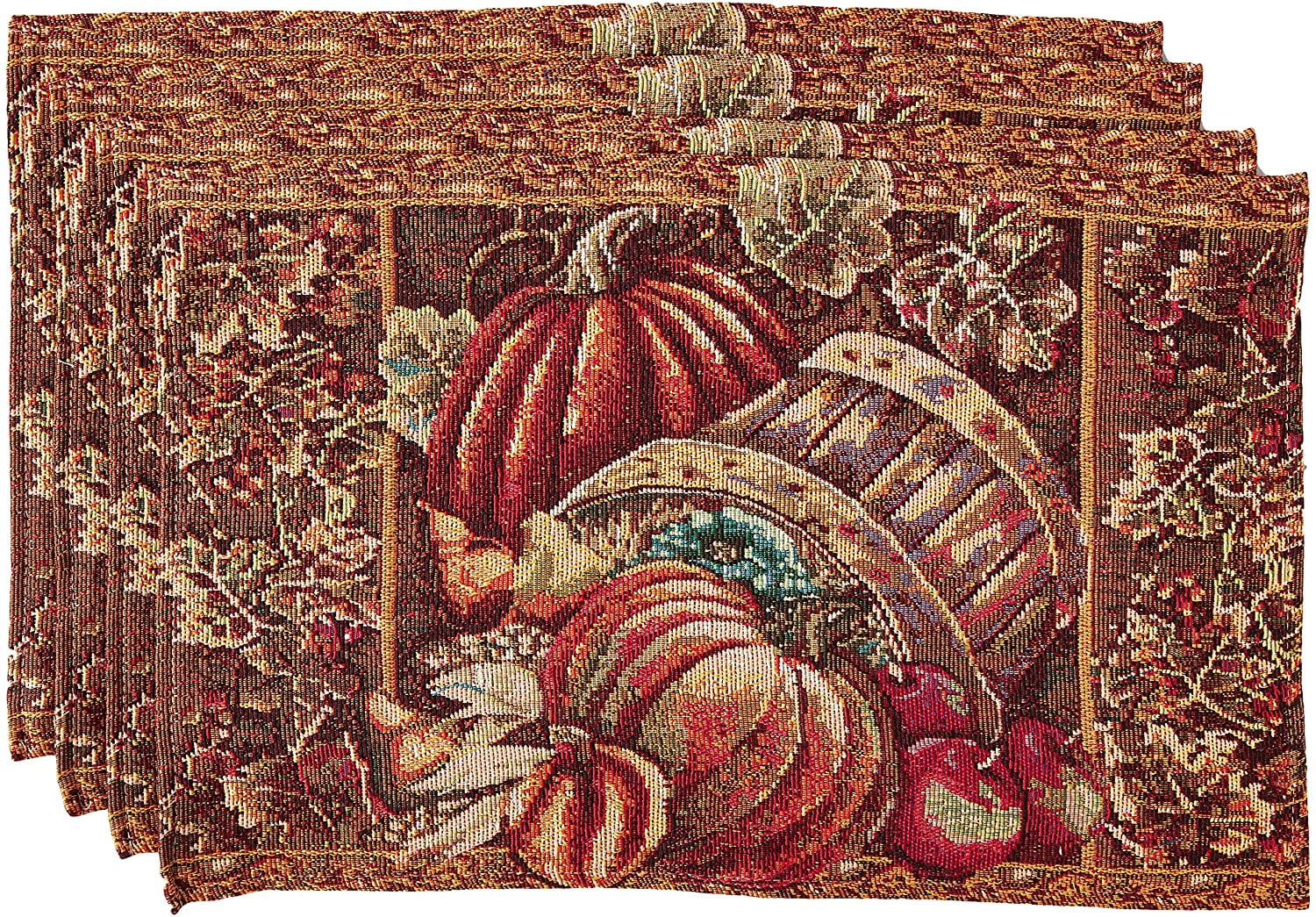 Harvest Season Pumpkin Tapestry Table Runner 36" Length Fall Thanksgiving 