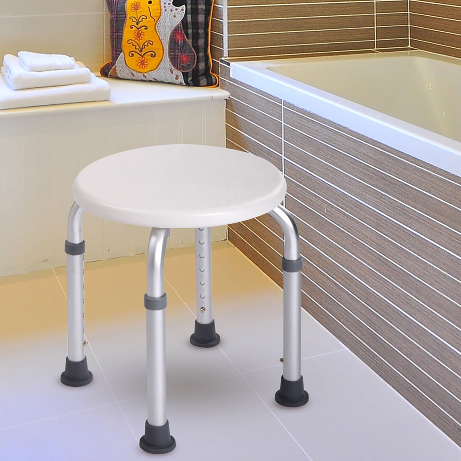 YYAo Shower Stool, Shower Chair Bench with Adjustable Heights and Non-Slip Rubber for Safety and Stability, White YYAo Shower Stool, Shower Chair Bench with Adjustable Heights and Non-Slip Rubber for Safety and Stability, White