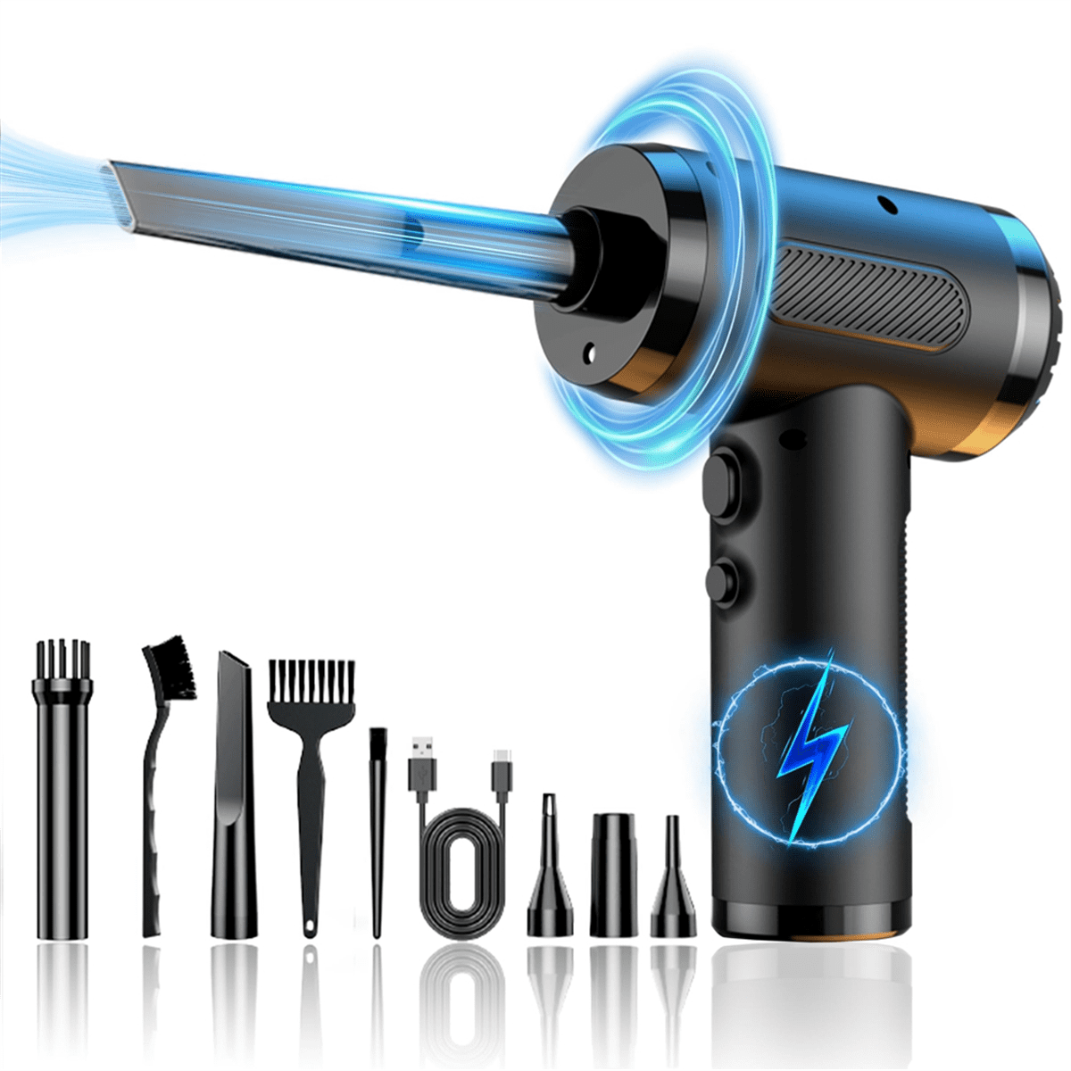 Compressed Air Duster for Cleaning, Rechargeable Portable Cleaning Kit, 3 Speeds Small Electric Cordless Air Blower