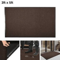 WANLISELL 3’ x 5’ Indoor Outdoor Mat, Non-Slip Large Doormat, Heavy Duty Commercial Entry Rug for High Traffic Areas, Brown