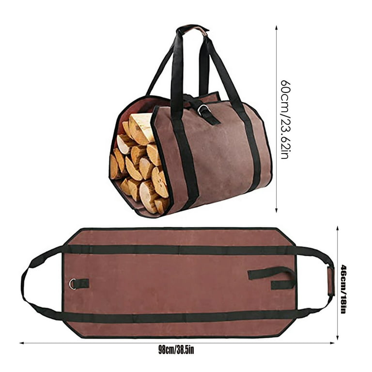Podplug High-quality Large Canvas Firewood Wood Carrier Bag Log Camping  Outdoor Holder Carry Storage Bag Wooden Canvas Bag 