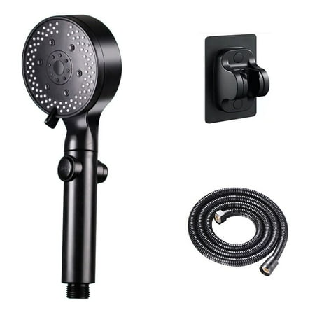 

VEHHE High Pressure Black Shower Head Bathroom Rainfall Water Saving Skin Spa 6 Modes Shower Hose Holder Set Faucet for Bathroom D