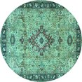 thumbnail image 1 of Ahgly Company Indoor Round Medallion Turquoise Blue Traditional Area Rugs, 8' Round, 1 of 4