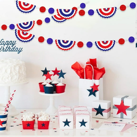 YUNAFFT 4th July Garlands Independence Day Stripe Banner Patriotic Party Decorations Memorial Day Patriotic Wedding Baby Shower Birthday Party