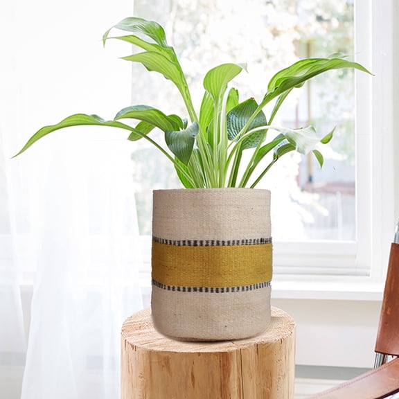 Planter Basket Modern Woven Basket for 8" Flower Pot Floor Indoor Planters, 10” x 10” Storage Basket Home Decor, Boho Chic Storage Earth-Friendly Cotton ECO-Twist Planter (Blech/yellow 25x25 CM)