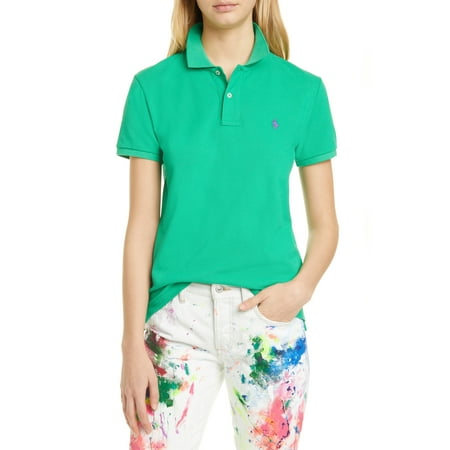 Polo Ralph Lauren GREEN Women's Classic Fit Mesh Polo Top, US Small