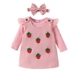 Baby Girl Clothes Striped Long Sleeve Romper with Strawberry Print — free download