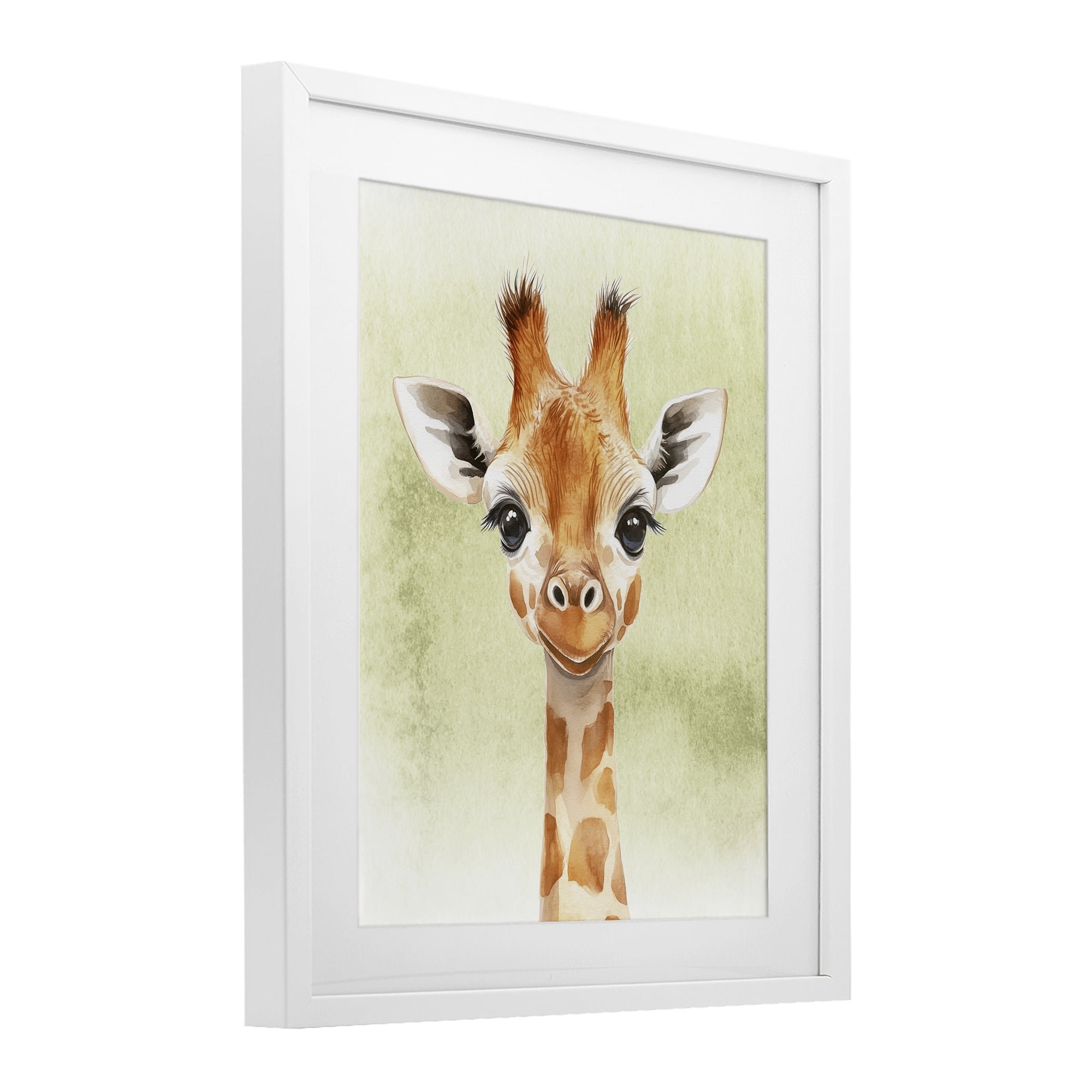 Stupell Industries Jungle Friends Baby Giraffe White Framed Print Under Glass, design by Christine Simpson Art