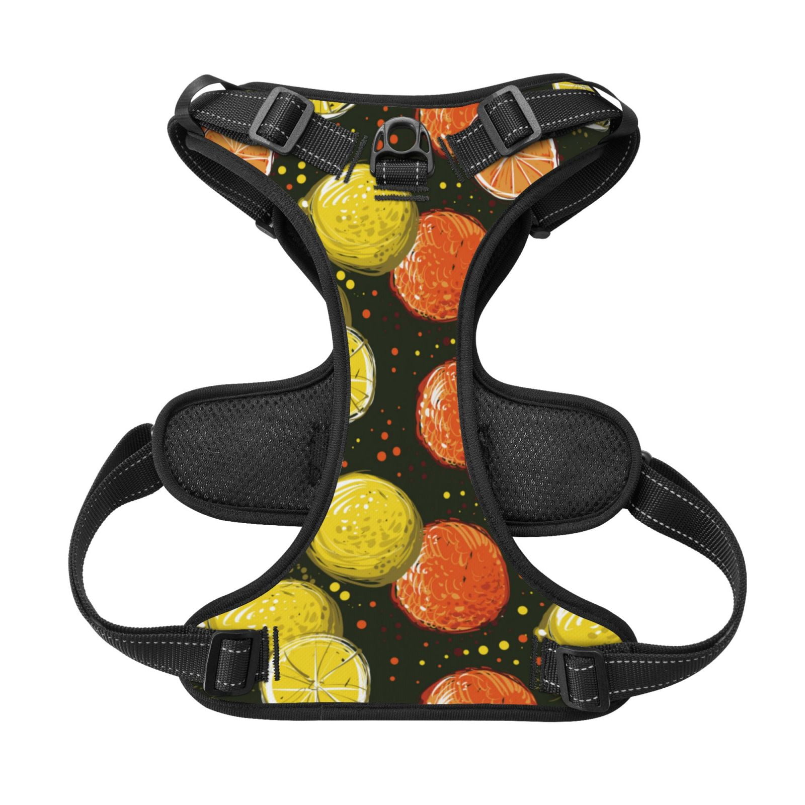 Kdxio Orange Lemon Print No Pull Dog Harness Adjustable Reflective Oxford Easy Control Medium Large Dog Harness for Training and Everyday-Medium