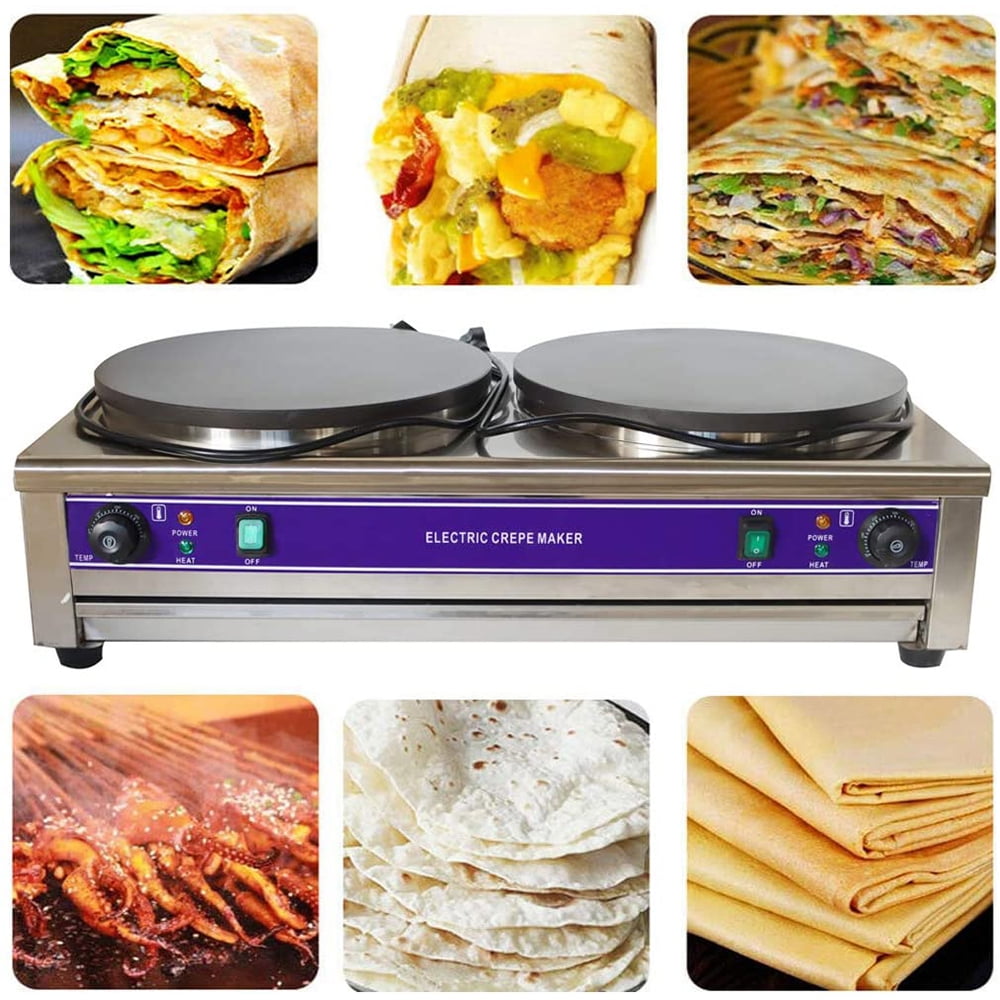 INTSUPERMAI Commercial Electric Crepe Maker DoubleBurner Pancake