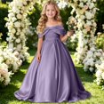 thumbnail image 3 of EnJoCho Girls Formal Dress Off Shoulder Satin Big Bow A Line Floor Length Gown For Little Girls Wedding Flower Girl Birthday Party Evening Wear, 3 of 4