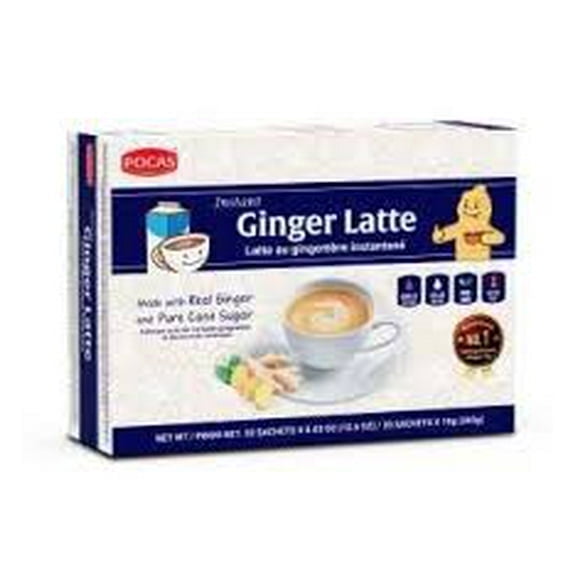 Pocas Instant Ginger Latte Mix, Creamy Ginger Beverage with Real Ginger, 20 Sachets