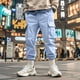 thumbnail image 4 of Pantalones largos para hombre, informales, a la moda, transpirables, con cintura elástica y múltiples bolsillos, pantalones cargo con cierre de velcro, pantalones de rayón para hombre., 4 of 9