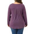 thumbnail image 4 of DARING DIVA Women's Plus Tops Notched Neck Front Pleated T-Shirt Blouses 1X Purple, 4 of 6