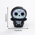 thumbnail image 2 of Mini Sugar Skull Resin Figurine with Hand-Painted Details, Single Piece, Black and White, for Halloween Mantel Decor, Halloween Decoration, 2 of 3