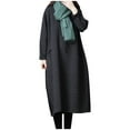 thumbnail image 2 of Drses Women's Linen Shirt Dress High Waist Loose Long Sleeve Pockets Retro Tunic Ethnic Clothing, 2 of 8