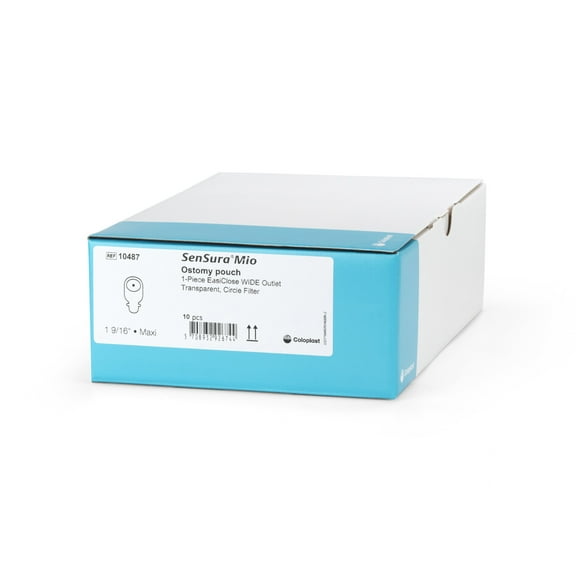 SenSura Mio Ostomy Pouch Drainable 1-9/16 Inch Stoma 11 Inch Length, Maxi 1pc System Transparent Gray 10487, 10 Ct