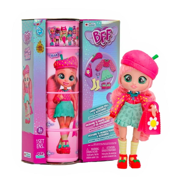 Cry Babies Poupée de Mode BFF Ella avec 9+ Surprises Incluant Tenue et Accessoires pour Jouet de Mode, Filles et Garçons de 4 Ans et Plus, Poupée de 7,8 Pouces, Multicolore